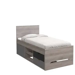 Lit simple 90x200 cm TEMPO JUNIOR coloris Chêne argile pas cher