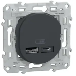 Mécanisme chargeur double usb A + C 12W Schneider Ovalis anthracite