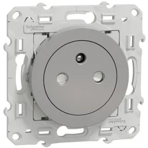 Prise affleurante avec terre 2P+T aluminium 16A - Odace - Schneider pas cher