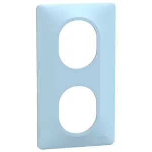 Plaque 2 postes vertical Ovalis Schneider Finition: Azurin pas cher