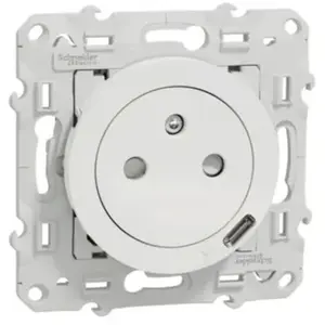 Mécanisme prise affleurante + usb C 10.5W Schneider Odace blanc pas cher