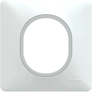 Schneider Plaque de finition Ovalis - Blanc bague en Argent Chromé - 1 poste pas cher