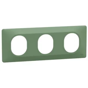 Plaque de finition 3 postes Schneider Ovalis S320706B coloris vert for... pas cher