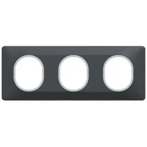 Plaque de finition 3 postes Schneider Ovalis S340706G coloris anthraci... pas cher