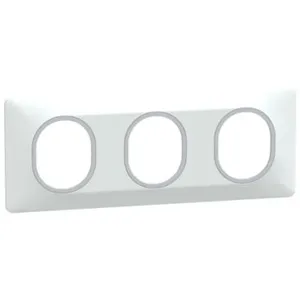 Plaque de finition 3 postes Schneider Ovalis S320706F coloris blanc av... pas cher