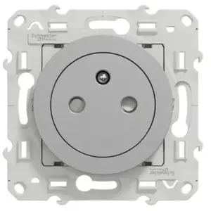 Prise de courant avec terre affleurante 16A Schneider Odace aluminium pas cher