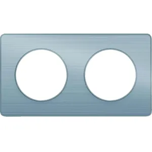 Schneider Plaque double Odace, aluminium brossé liseré aluminium TU pas cher