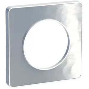 Schneider - Plaque de finition 1 poste aluminium avec liseré blanc Odace pas cher
