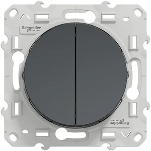 Mécanisme poussoir double Schneider Odace anthracite pas cher