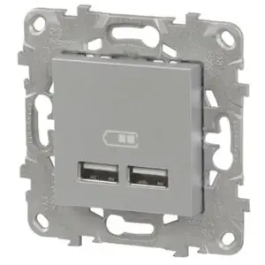 Mécanisme prise usb double Schneider Unica Déco aluminium pas cher