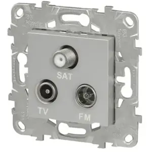Mécanisme prise TV-FM-SAT Schneider Unica Déco aluminium pas cher