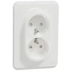 Schneider Prise double 2P+T bornes automatiques 16A blanc Unica pas cher