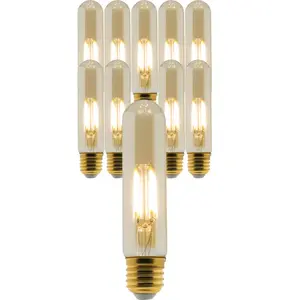 Lot de 10 ampoules Déco filament LED ambrée Tube 4W E27 400lm 2500KVendu pardarty
