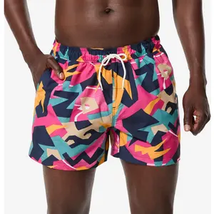 DECATHLON Boardshort surf short de bain court 15" homme, 100 Retrovo orange pas cher