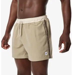 DECATHLON Boardshort surf short de bain court 15" homme, 100 Géo retro beige pas cher