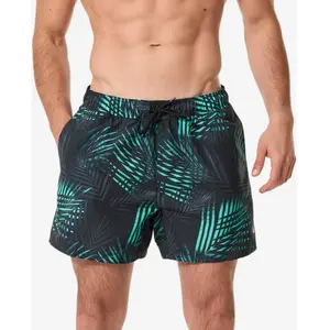 DECATHLON Boardshort surf short de bain court 15" homme, 100 Palm mint pas cher