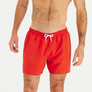 Short de bain surf 100 Court 15" Homme - Hendaia MW Rouge - OLAIAN pas cher