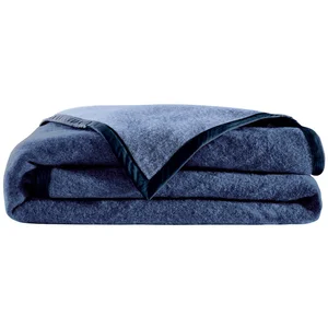 Anne de Soléne Couverture laine frima bleu 240x220 cm pas cher