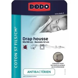 Drap housse DODO - 90x190 cm - Coton - Coutil 32 cm pas cher