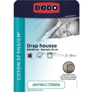 Drap housse DODO - 90x190 cm - Coton - Coutil 32 cm - Blanc pas cher