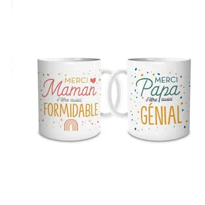 NO NAME Coffret Duo de Mugs Maman Formidable & Papa Génial pas cher