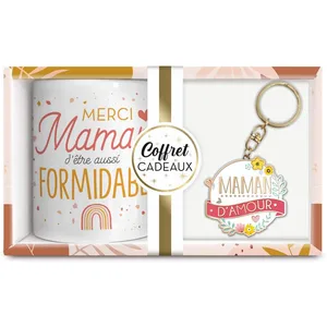 STC COFFRET CADEAU MUG + PORTE CLE MAMAN D'AMOUR pas cher