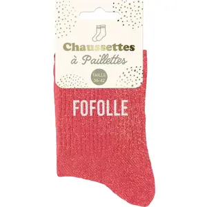 GENERIQUE SUD TRADING Paire de chaussettes rouges à paillettes Fofolle 36-42 pas cher