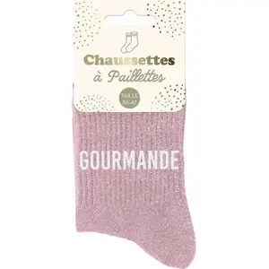 GENERIQUE SUD TRADING Paire de chaussettes rose clair pailletées Gourmande 36-42 pas cher