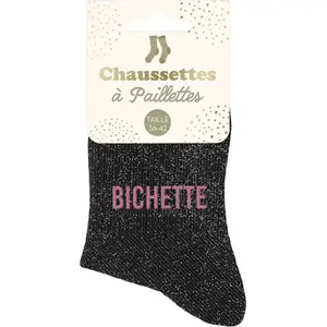Chaussettes Sud Trading Paire de Chaussettes Noires à Paillettes Bichette pas cher
