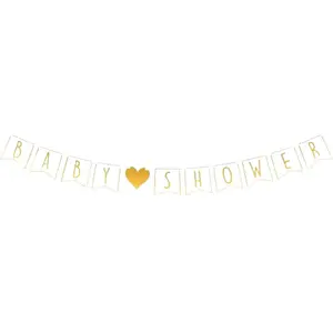 Guirlande en Papier "BABY SHOWER" Blanche et Dorée pas cher