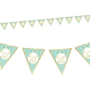 Guirlande - STC - 10 Fanion Baby Shower 'Mon petit bébé' Bleu pas cher