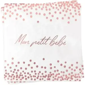 Serviette Rose "Mon petit bébé" - Lot de 12 pas cher