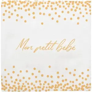 Serviette Dorée "Mon petit Bébé" - Lot de 12 pas cher