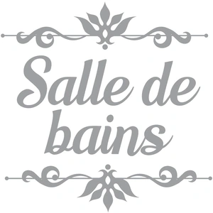 Rétro Sticker décoratif de porte - SALLE DE BAINS - Gris - Vinyle - 20 x 20 cm pas cher