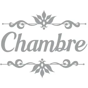 STC Sticker décoratif de porte - CHAMBRE - Gris - Vinyle - 20 x 20 cm pas cher