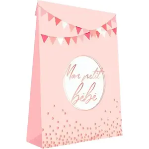 Pochette Cadeau Rose "Mon petit Bébé" - lot de 6 pas cher