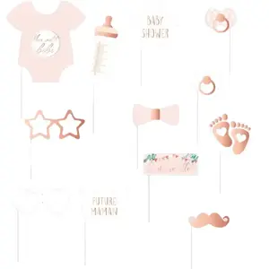 Photobooth Baby Shower Rose - 12 accessoires pas cher