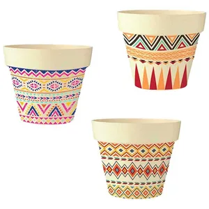 STC Lot de 3 Pots de Fleurs en Bambou Ø 15,5 cm Motif pas cher