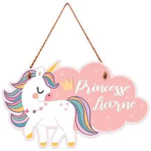 STC - Plaque déco Princesse Licorne pas cher