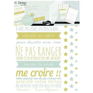 Clairefontaine M.Design - Stickers muraux - Règles enfants - 2 planches - 49 x 69 cm