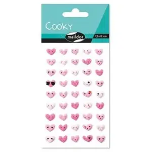 Mldr Maildor CY057O - GOMMETTES 3D Cooky - 1 planche 12x8 cm - 45 stickers - EMOTICONES COEURSVendu parscrapmalin
