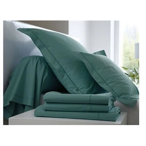 Blanc des Vosges Uni Satin Taie Coton Céladon 65x65 cm pas cher