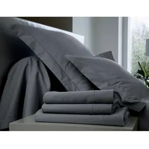 Blanc des Vosges Housse de Couette en Percale Uni Acier pas cher