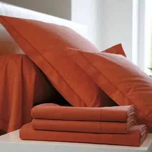 Taie d'oreiller Percale Easy BLANC DES VOSGES--Terracotta pas cher