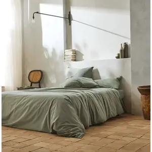 BLANC DES VOSGES Housse de couette percale lavée Bohème-280 x 240 cm-Toundra pas cher