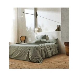 Drap housse percale lavée Bohème BLANC DES VOSGES 200 x 200 cm Coton pas cher
