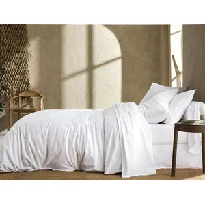 Housse de couette percale lavée Bohème-240 x 220 cm-Blanc pas cher