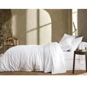 Housse de couette percale lavée Bohème-280 x 240 cm-Blanc pas cher