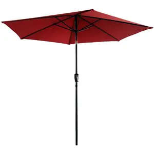Parasol droit rond 2,70m en aluminium et toile rouge