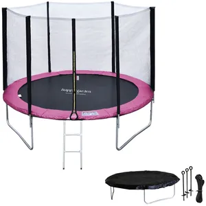 Pack Premium Trampoline Ø305cm rose et gris avec filet + échelle + bâc...